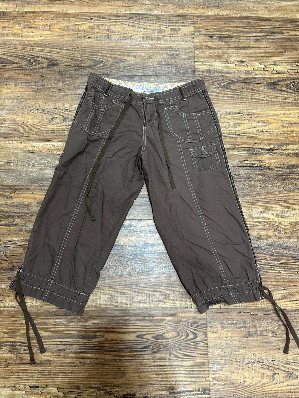 Y2K UNION-BAY Brown Drawstring Cargo Capris